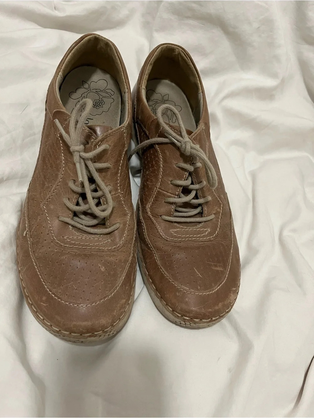 Josef Seibel Brown Leather Perforated Lace-Up Sneakers